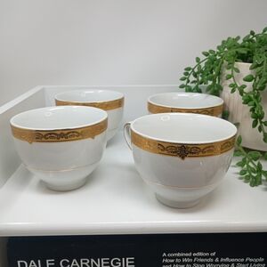 Pegasus Elegant 4pc Gold and White Tea Cups Set
